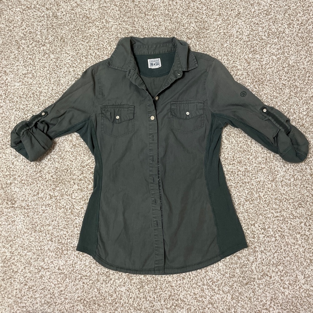 Converse One Star Olive Green Button Down Shirt